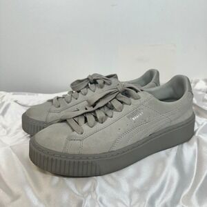 Puma Basket Platform Suede Sneakers Gray Casual Shoes Women's‎ Size 7